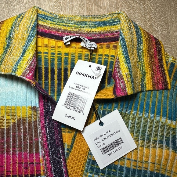 Simkhai NWT Solana Polo Mini Wrap Dress in Sunset Space Dye Size XS Short Sleeve - Picture 4 of 9